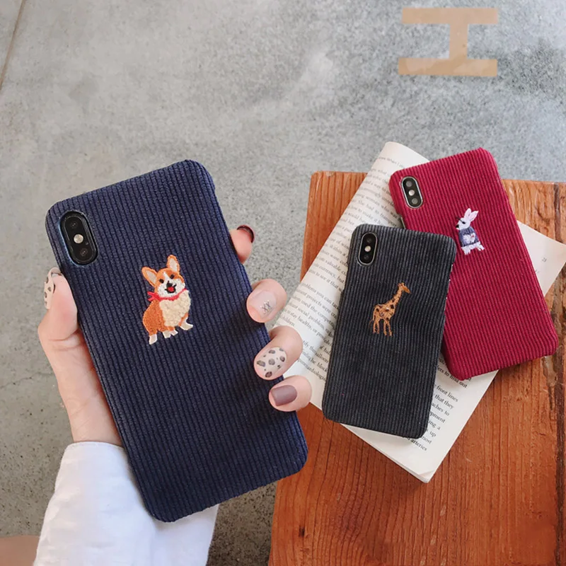 

Warm Corduroy Phone Case For iphone 11 Pro Max XS XR Case For iphone 7 8 6s 6 plus X Back Cover Fashion Solid color Hard Cases