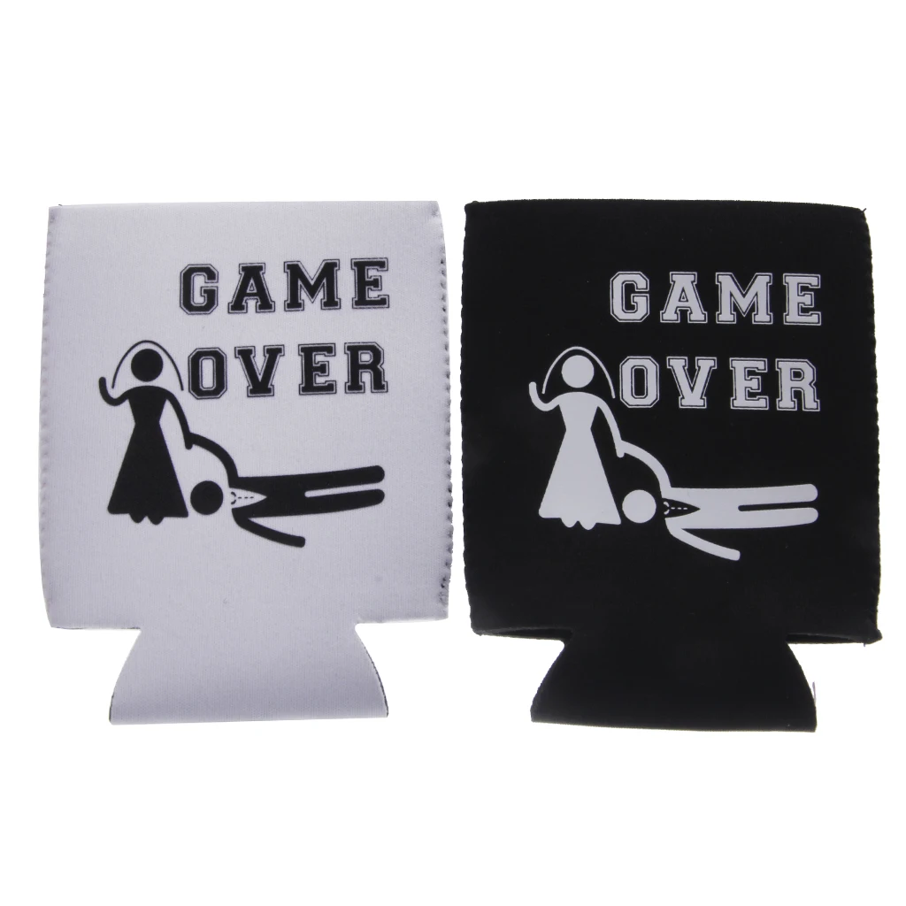 2pcs GAME OVER Beer Tin Can Bottle Cooler Durable Neoprene Can Sleeve Holder Wedding Party Favor Home Desk Ornament