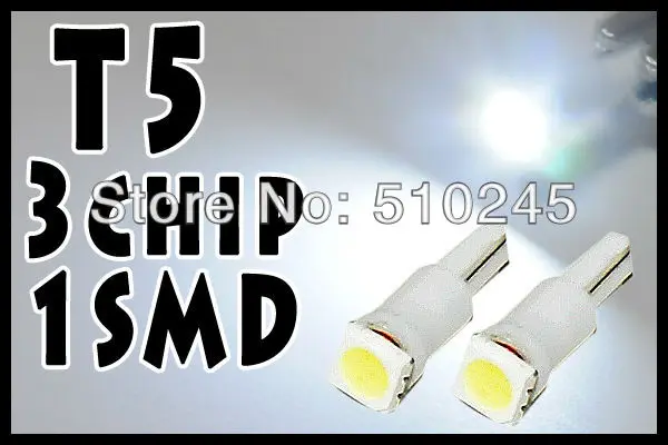 2000X авто светодиодный T5 1 светодиодный smd 5050 Клин Светодиодный свет лампа 1SMD белый/зеленый/синий/красный/желтый