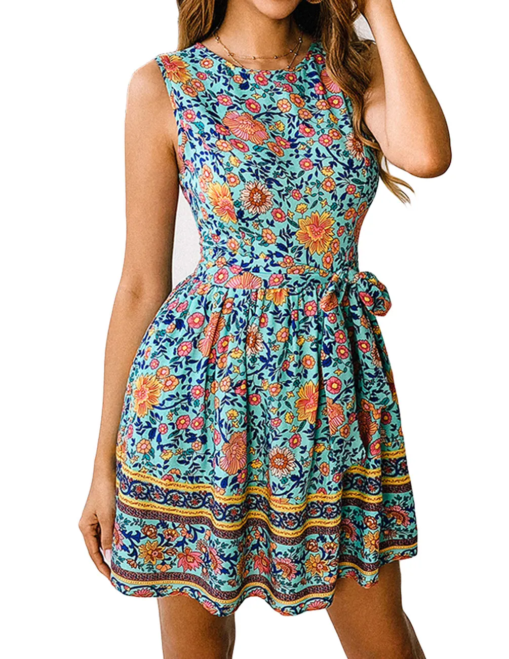 

Brand New Style Women's Floral Chiffon Summer Party Evening Beach Short Print Mini Dress Strap Sundress