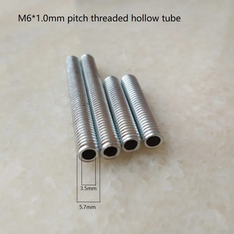 7x M10 70mm x 10mm Allthread Hollow Threaded Rod Tube For Electrical Lamp Socket 