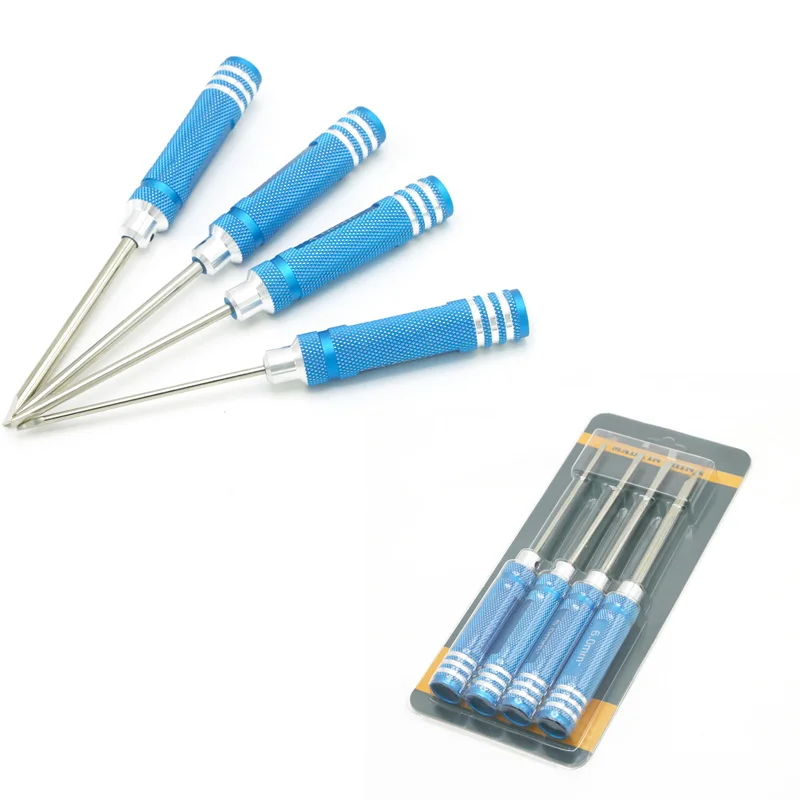 RC Tools 4 pcs hex screw driver set titanium plating hardened 3.0 4.0 5.0 6.0mm screwdriver For Rc helicopter Rc toys (1 set)