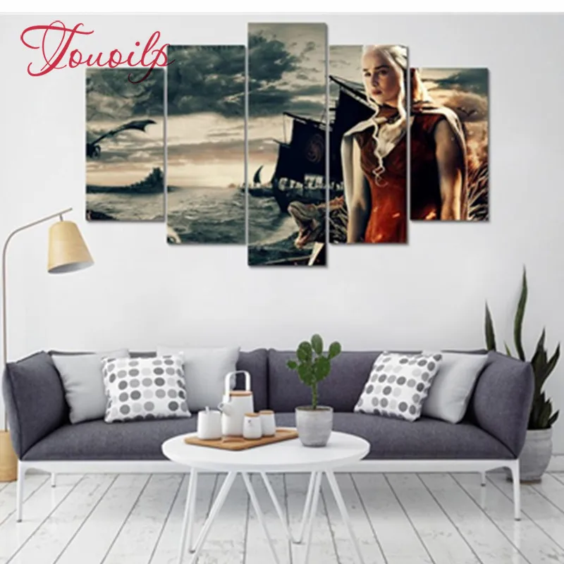 

5pcs,Full Square round 5D DIY Diamond Painting Game of Thrones,3d,Diamond Embroidery Cross Stitch,Mosaic,Christmas,wall art