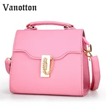 2016 Brand Design Women Pure Color Handbag Fashion Pu Leather Tote Bag Chain&hasp Small Bag Casual Shoulder Bag Leisure Package