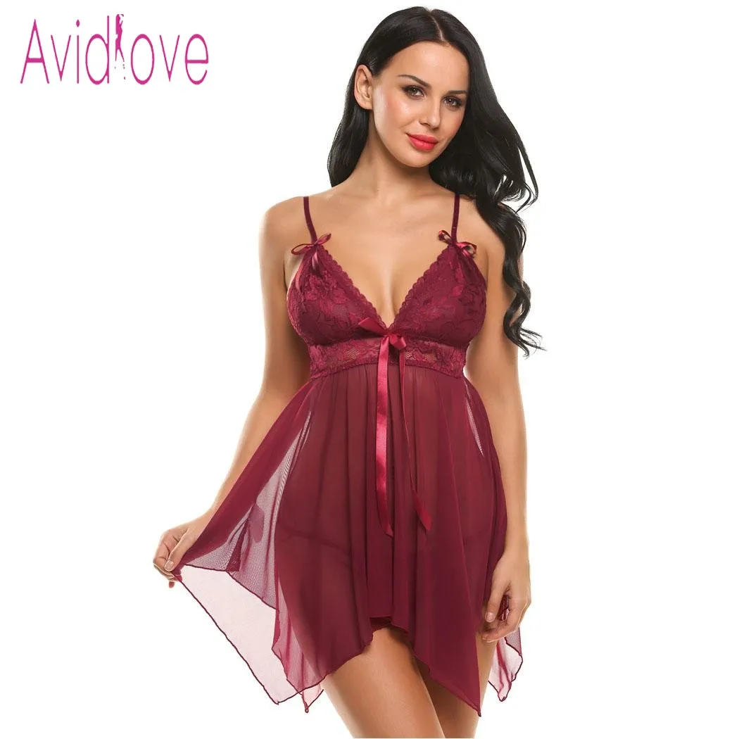 Женское нижнее белье Avidlove Прозрачное мини платье с бантом|sexy lingerie|women sexy lingerielingerie