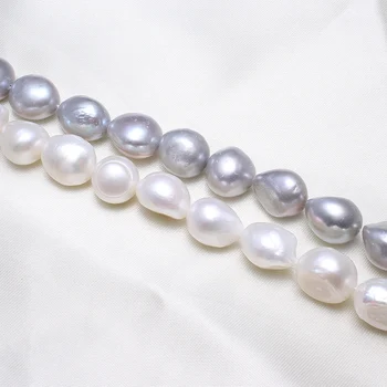 

YYW Baroque Cultured Freshwater Pearl Beads creative jewelry grey white 12-16mm Approx 15.5 Inch Strand