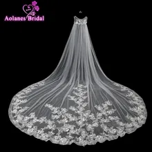 Элегантное кружево цвета слоновой кости Аппликации свадебная шаль для невесты Обертывания Длинная свадебная шаль болеро накидка Свадебные аксессуары настоящая фотография