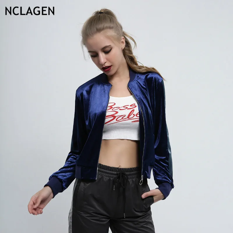

NCLAGEN Women Autumn Velour Panelled Color Coat Zipper Jacket Outerwear Streetwear Patchwork Mujer Slim Fit Long Sleeve Coats