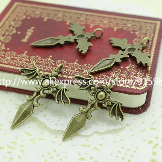 

Sweet Bell Free shipping 20pcs 35*39mm Antique Bronze Metal Alloy Wing Crosses Pendant Charms Jewelry Findings 1323