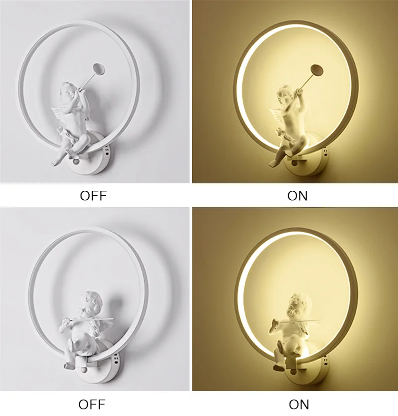 Horsten Modern Nordic Angel LED Wall Light Lamp Sconce Metal Resin Acrylic Wall Lamp Bedroom Bedside Wall Lights Home Decoration Lighting (4)