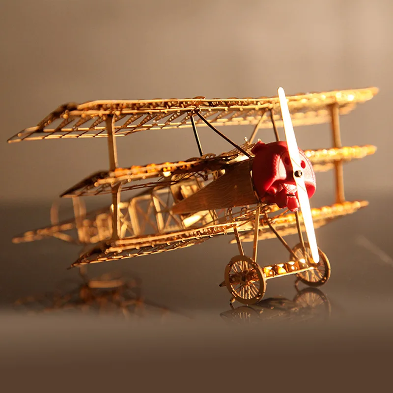 Металлический 3d пазл истребитель три крыла аэроплан головоломка сборка миниатюры модели образовательных игрушек Fokker DR.1 мировая война 1