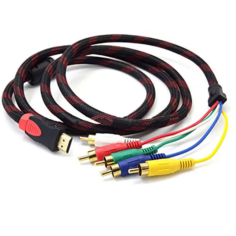 

Wantek 24K Gold Plated Connectors For Better Signal Transfer Full HD 1080P HDMI Male to 5 RCA RGB Audio Video AV Component Cable