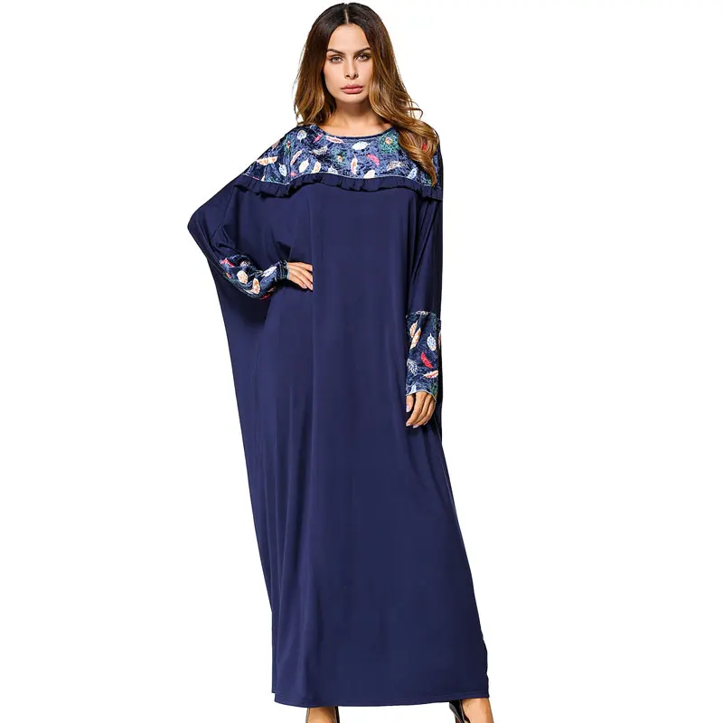 

Floral Embroidery Muslim Abaya Bat Sleeve Autumn Women Maxi Dress Robe Gown Dubai Arabic Islamic Thoub Jubah Vestido VKDR1315