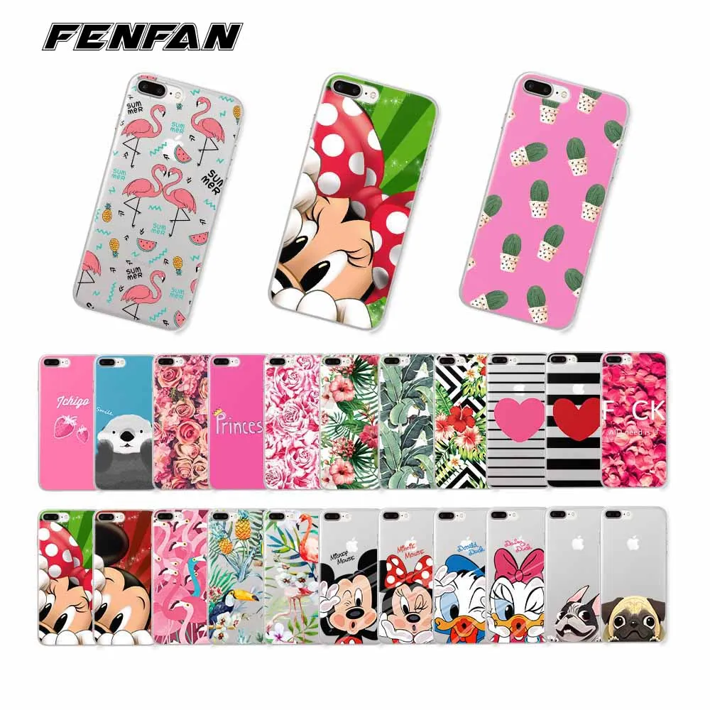 

Soft silicone TPU Case for iPhone 5S 5C 5 SE 6 6s 6/7/8 plus Plant Cactus Flower Rose Phone Cover for iPhone X Case