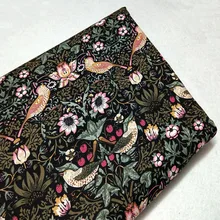 Винтажная хлопковая ткань с принтом птиц и цветов 50x110 см для шитья своими руками, вечерние сумки для украшения дома