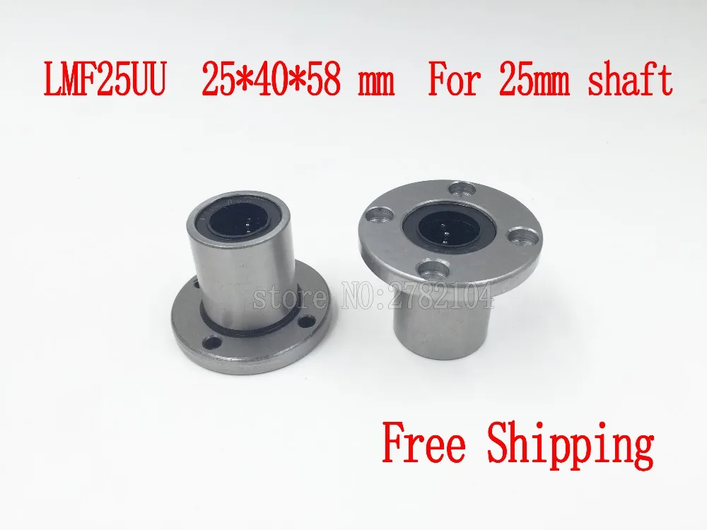 

2pcs/lot Free shipping LMF25UU 25mmx40mmx58mm 25mm round flange linear ball bearing bushing for 25mm rod round shaft cnc part