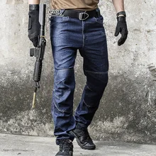 Новинка, мужские тактические джинсовые штаны, тянущиеся джинсы, удобные длинные штаны с несколькими карманами, облегающие леггинсы до колен