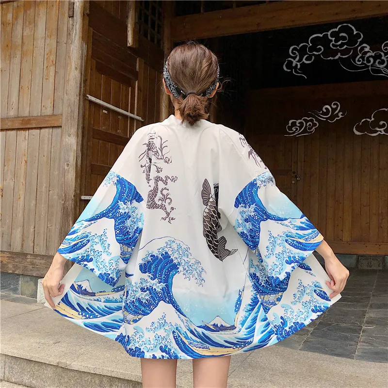 Japanese Kimono Couples Cardigan Woman Summer Cardigan Kimono Yukata Woman Thin Loose Sweet Outer Garment