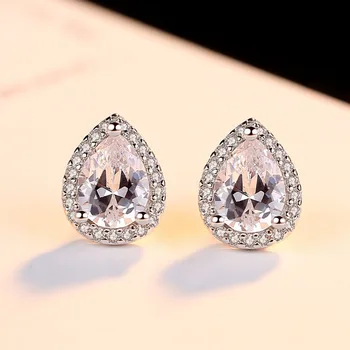 

Boho Female Crystal AAA Zircon Stud Earrings Luxury Small 925 Silver Double Earrings For Women Vintage Party Wedding Jewelry