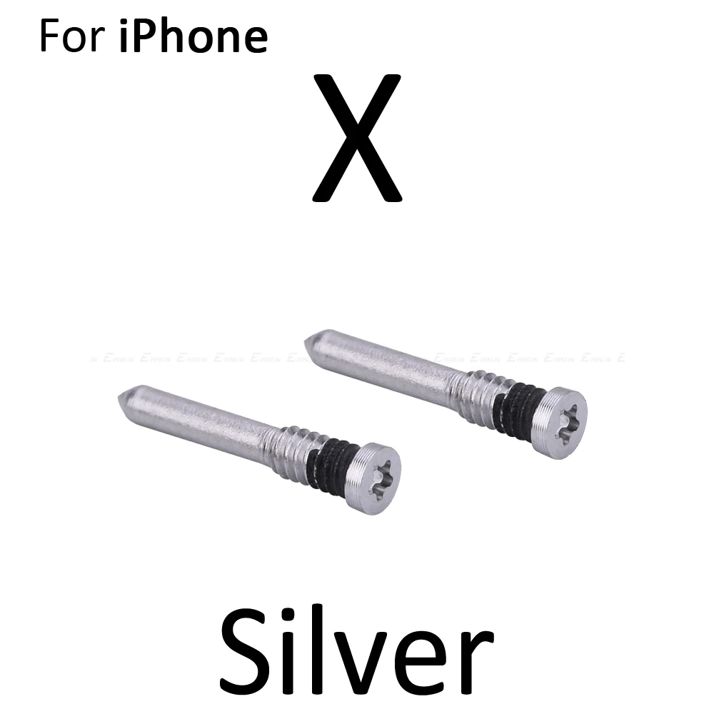 10 компл. Нижний винт Набор для iPhone 8 Plus X XR XS Max Винты комплект болт док разъем запасные части - Цвет: Silver X