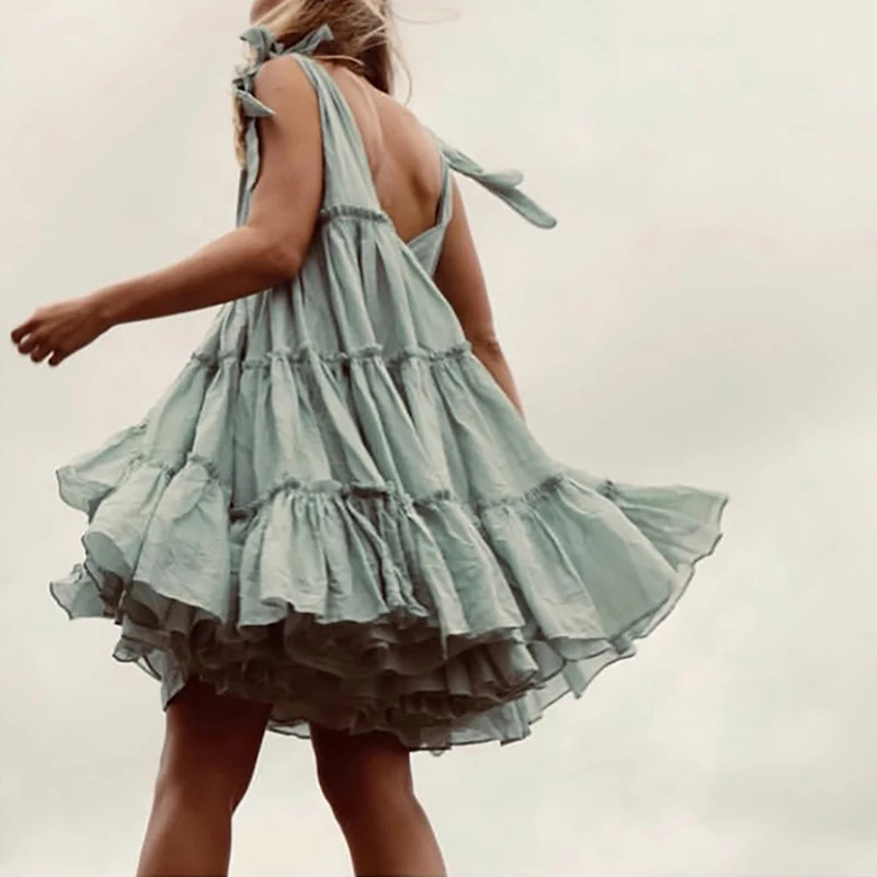 TWOTWINSTYLE однотонное женское платье без рукавов с открытыми плечами, v-образным вырезом и оборками, негабаритные платья до колен, женские летние модные платья