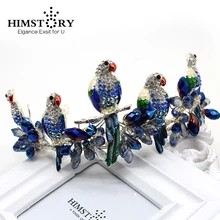 Высококачественный европейский стиль птица форма невесты ободок для волос корона диадемы синий жемчуга и кристаллы для свадьбы повязки на голову свадебные аксессуары для волос