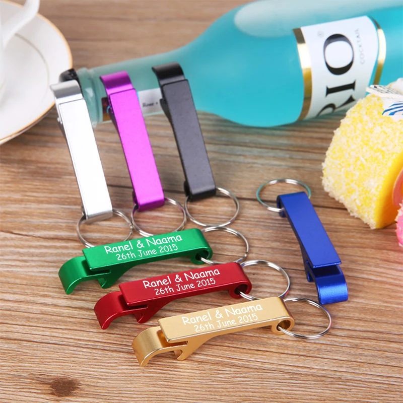 

100x Personalised Keyring Bottle Opener Wedding Favour Custom Bride & Groom Keychain Personalized Wedding Gift Present for Guest