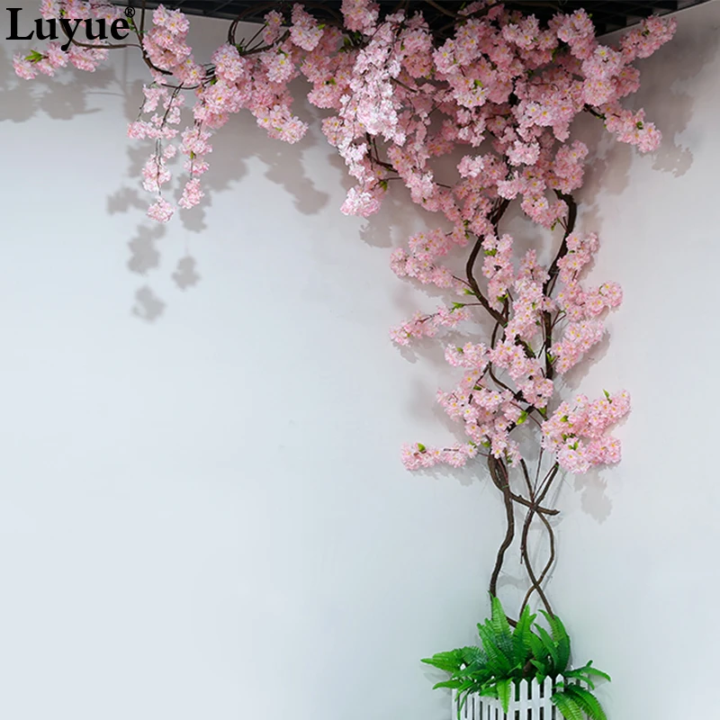 

5 Pieces Branch artificial flowers Cherry Blossoms Balcony Bedroom With Decorated View Dead rattan peach branch