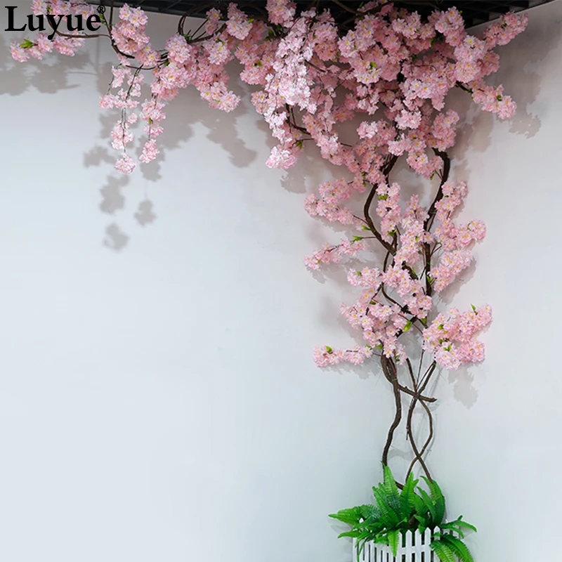5 Pieces Branch artificial flowers Cherry Blossoms Balcony Bedroom With Decorated View Dead rattan peach branch