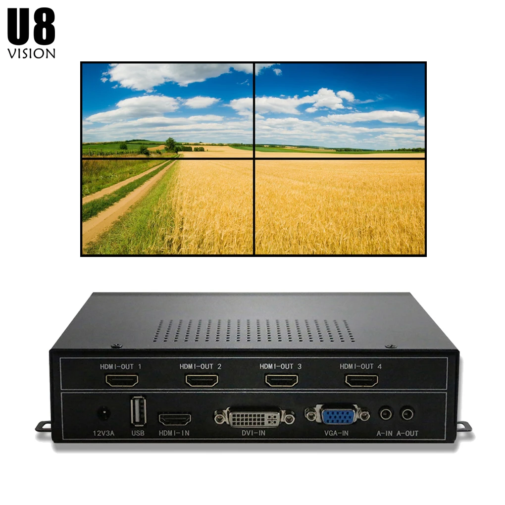 U8Vision 4CH ТВ настенный контроллер 2x2 для 4 ТВ Сращивание Поддержка HDMI/DVI/VGA/USB вход