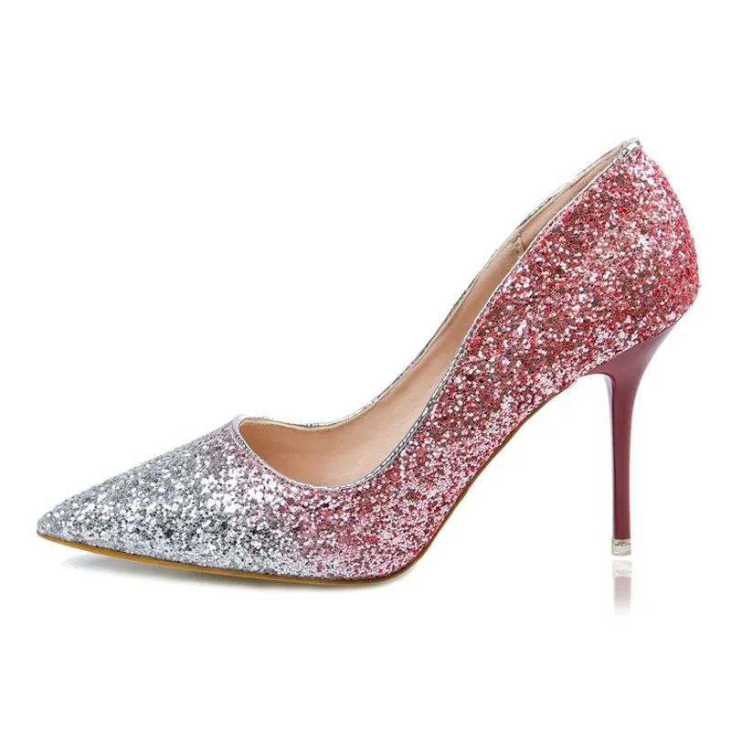 

2019 spring and autumn new fashion Korean sexy nightclub pointed shallow mouth high heel women's shoes red 0711