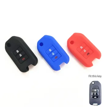 

Key Cover Silicone Case For Accord Honda CRV Civic Jazz Crider HRV Car Remote 3 Buttons Folding Flip Fob Protector Case