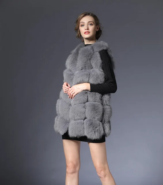 Buy Real Fur Vest Gray Fur Vest Women Winter Vest 70CM