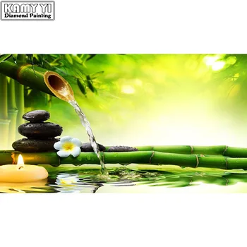 

5D DIY Diamond mosaic diamond embroidery Bamboo flowers green life embroidered Cross Stitch Home decoration Gift