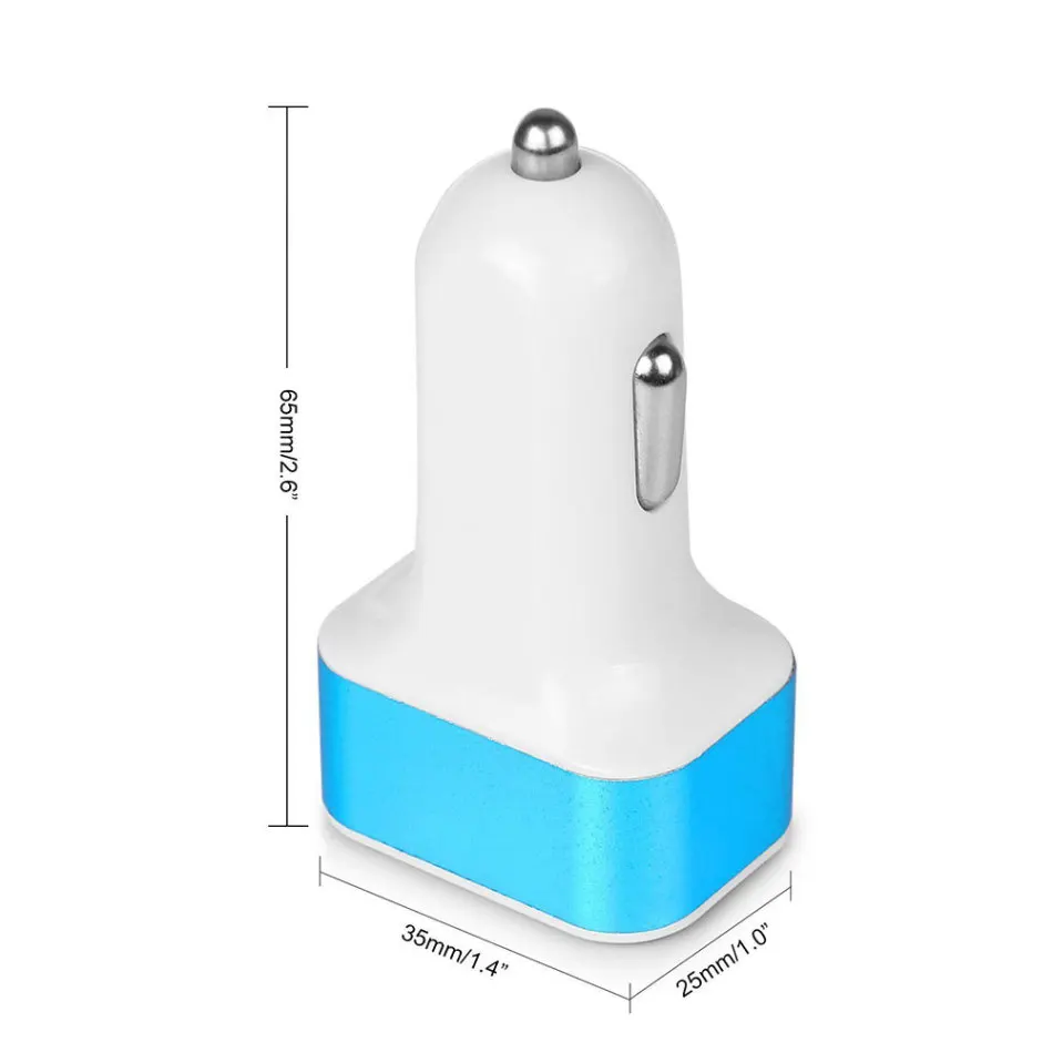 Универсальный адаптер для автомобильного прикуривателя с 3 портами, 12 В, USB разъем для быстрой зарядки, 5 В, 2 А, 1 А, автомобильные аксессуары, синий, золотистый, серебристый цвет
