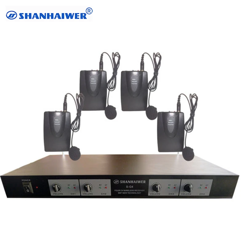 

vhf professional wireless karaoke microphone Lavalier Lapel Condenser megaphone 4 channels Digital audio communication player