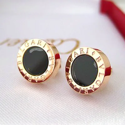 Fashion polaroid vinyl women s stud earring rose gold titanium circle lovers earrings stud earring accessories