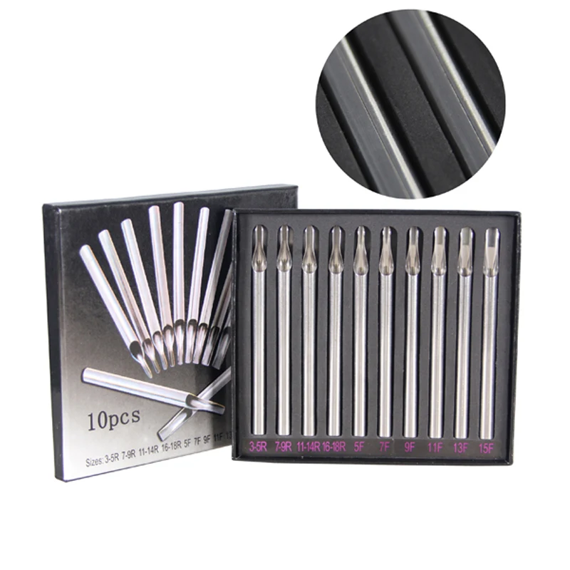 

Copiel 10PCS Stainless Steel Tattoo Nozzle Long Tips Set Round Diamond Magnum RT FT Tattoo Tips Mixed For Tattoo Needles