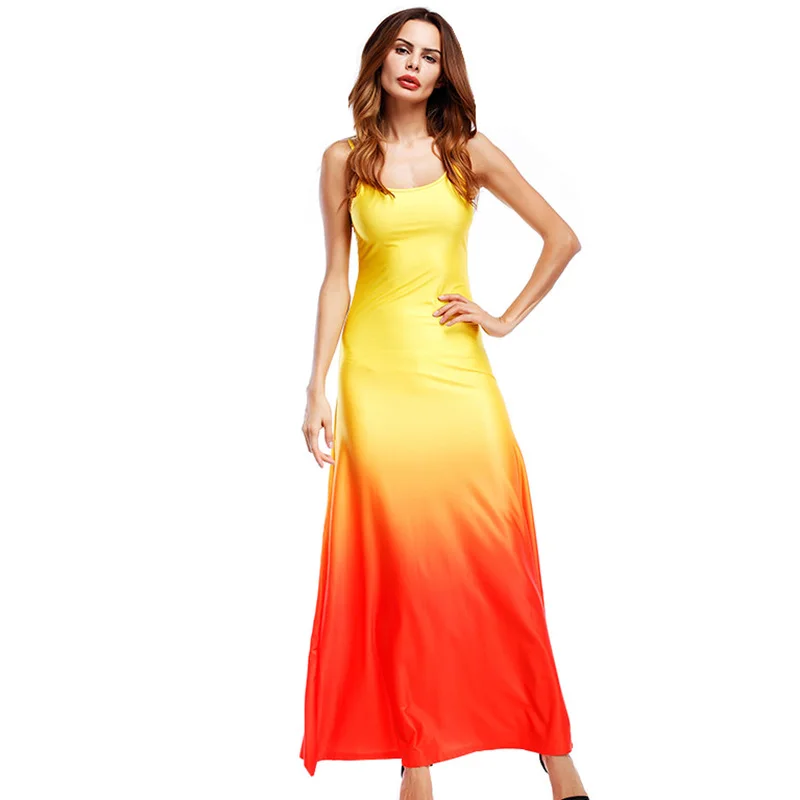 

Sexy Boho Womens O-Neck Sleeveless 2018 Summer Runway Beach Party Off Shoulder Strapped Maxi Long Dress Loose Sundress Vestidos