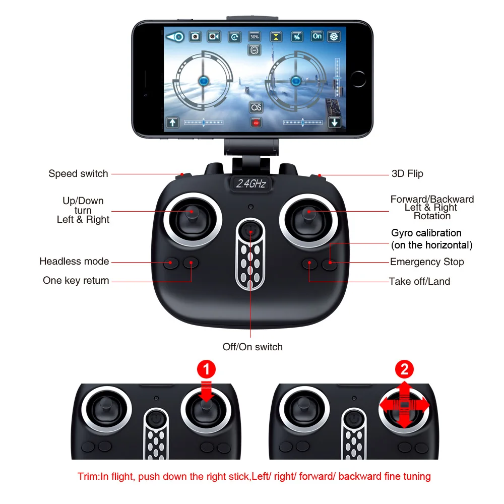 

RIAN DAY RC Helicopter Drone With Wide Angle HD Camera App Control RC Quadcopter Foldable FPV WIFI Drone For Gift