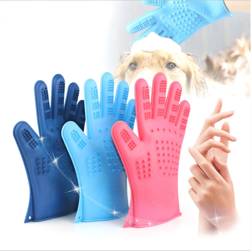 Silicone Dog Pet brush Glove Deshedding Gentle Efficient Pet Grooming