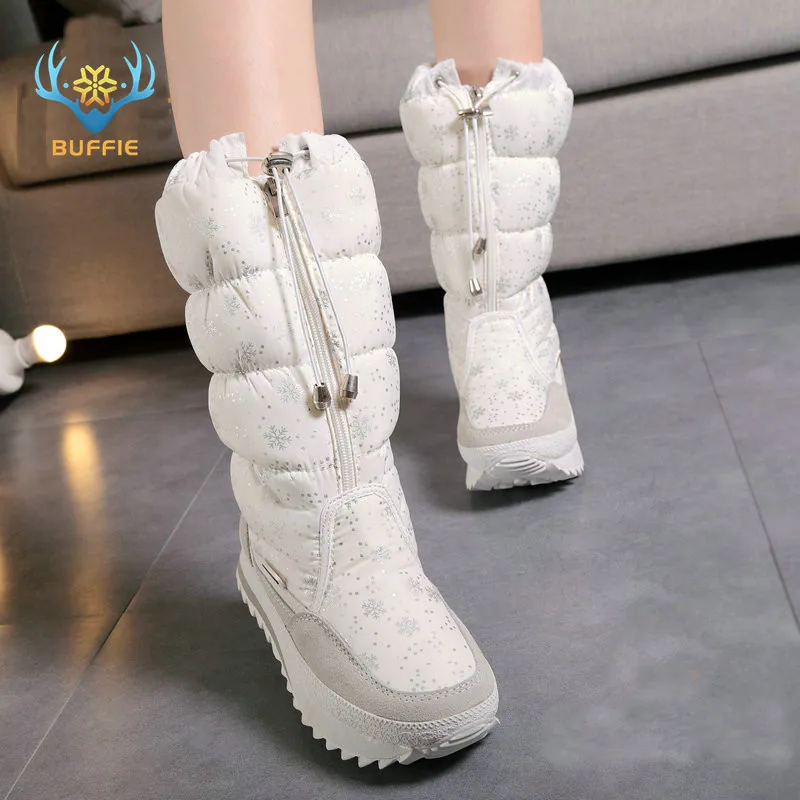 Buffie Women's Snow Boots four colour white black grey and navy winter
