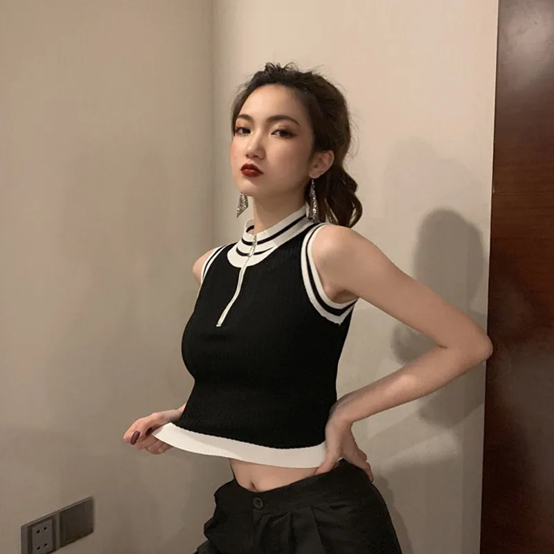 Summer Top Women New Tank Tops Women Knitted Sexy Vest Top Sleeveless Casual Hollow Out Elasticity Solid Slim Tank Top