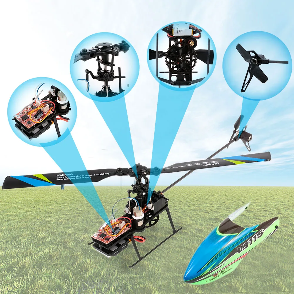 WLtoys V911S RC Helicopter 4CH 6G 6-Aixs Gyro Single Propelller Non-aileron RC Helicopter RTF Toys for Kids Three Battery