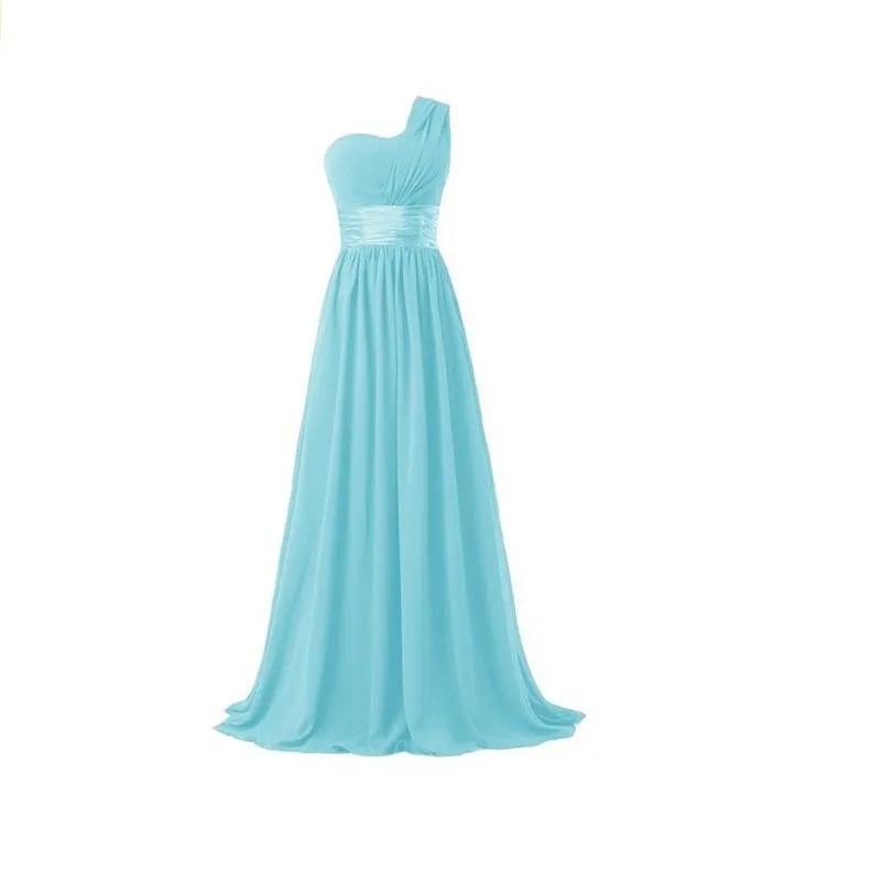 One Shoulder Chiffon Formal Party Long Bridesmaid Dress