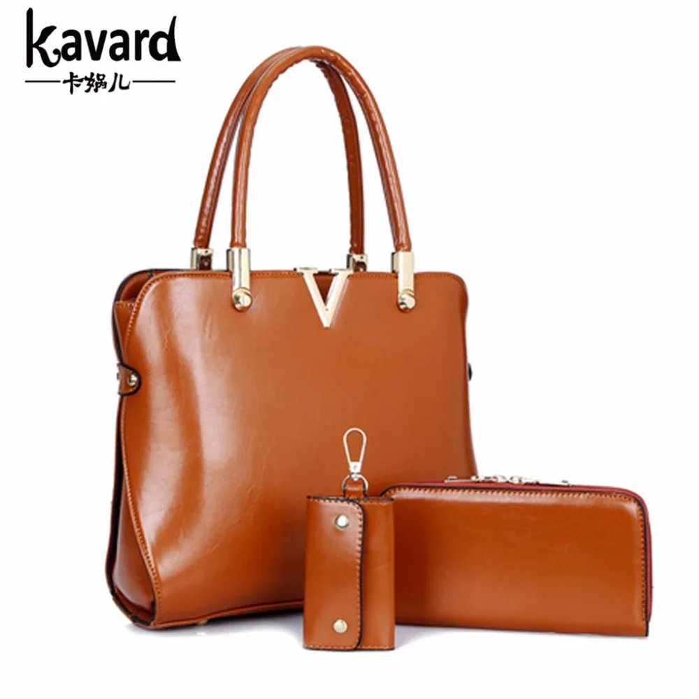 

Luxury Letter V 3PCS/Set Tote Spanish Brand Sac a Main Women High Quality Solid Black Composite Designer Handbag+Wallet+Card Bag