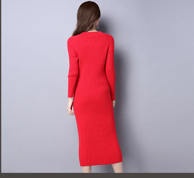 winter sweater dress long pure color Women Dresses pink red Elegant soft Knitted Sweater Dress Bodycon Slim Midi Vestidos winter sweater dress long pure color Women Dresses pink red Elegant soft Knitted Sweater Dress Bodycon Slim Midi Vestidos