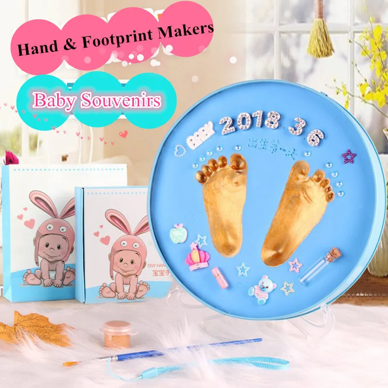 Детские сувениры отпечаток руки ребенка отпечаток ноги нетоксичный новорожденный отпечаток руки Inkpad водяной знак младенческой сувениры литья глиняные игрушки подарок
