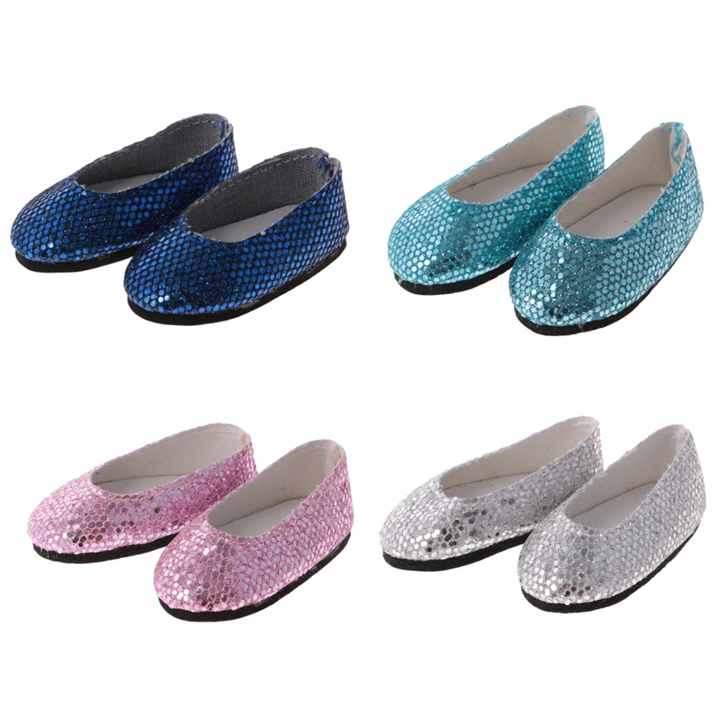 1 Pair Glitter Sequins Dress Shoes for 14\`\`   Wellie Wisher Doll  Clothes Accessories