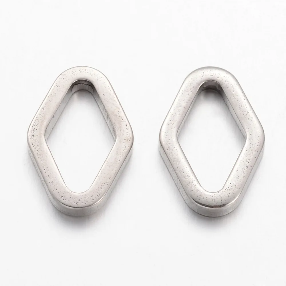 Jewelry Findings 304 Stainless Steel Link Rings, Rhombus, Stainless